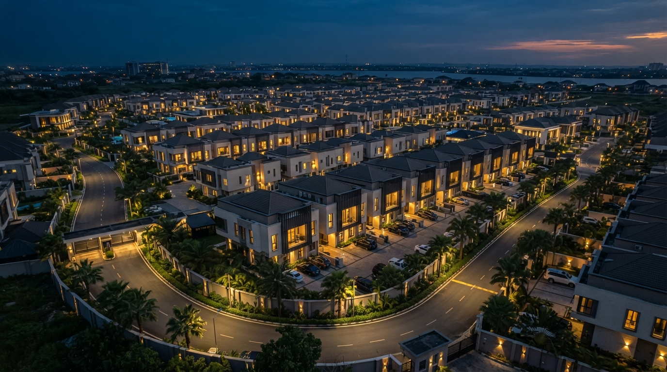 Lekki residential estates at dusk, Lagos