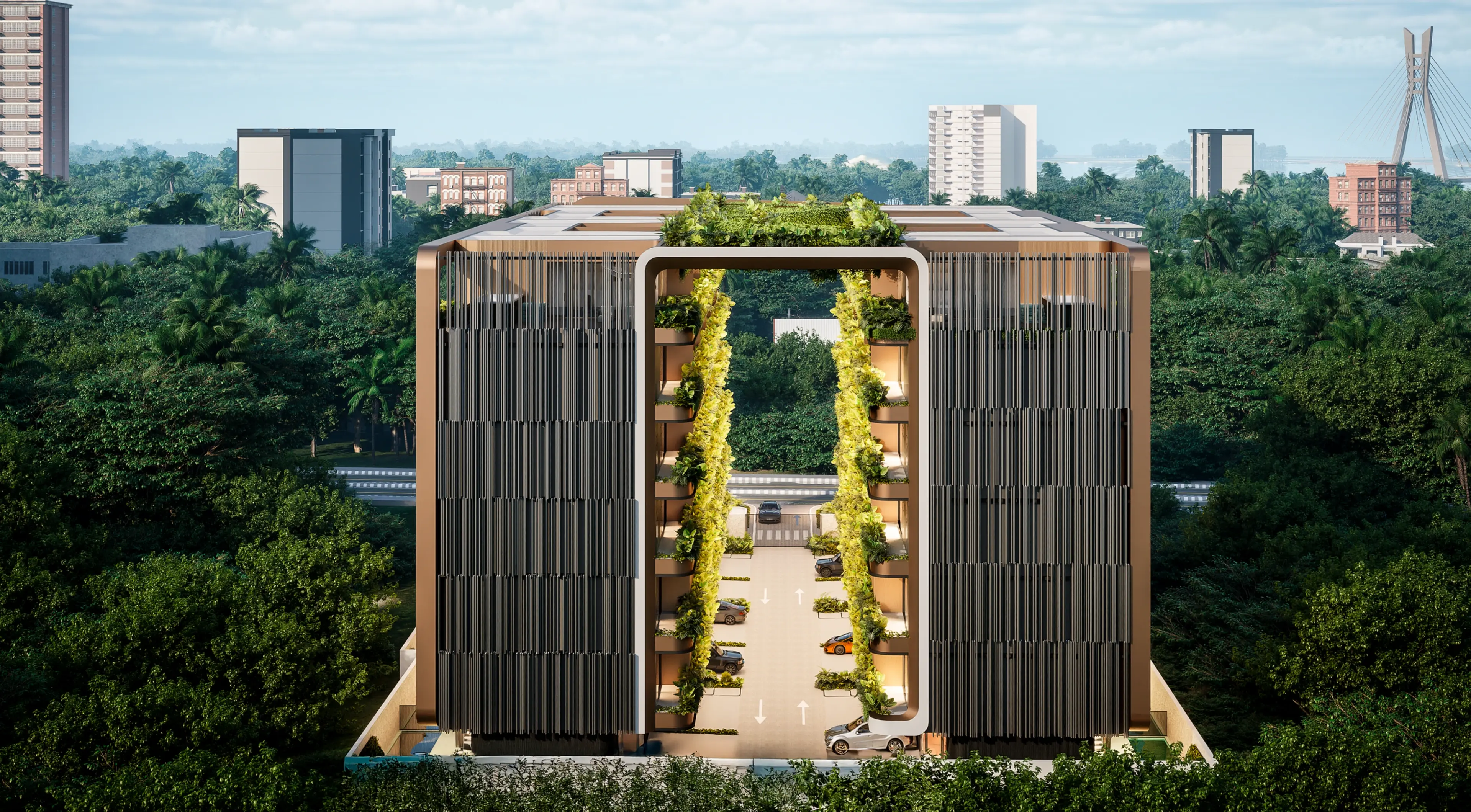 Illustrative aerial render of the proposed Bourdillon residence, Ikoyi