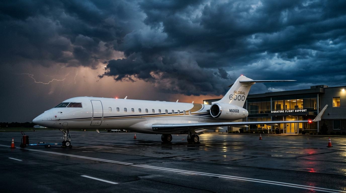 Private jet on the tarmac